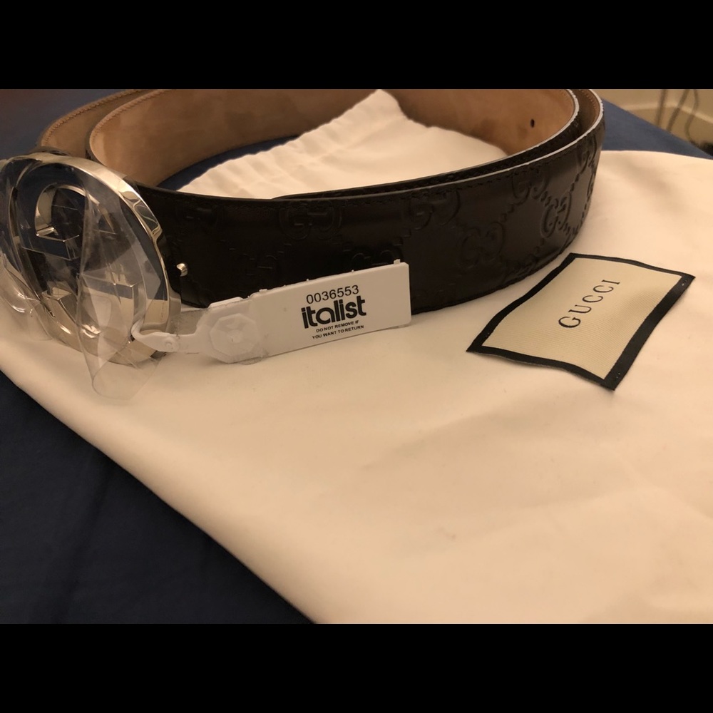 Gucci gg brown leather belt for men